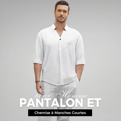 Victor™ Men's Two-Piece Cotton Set: Top and Pants