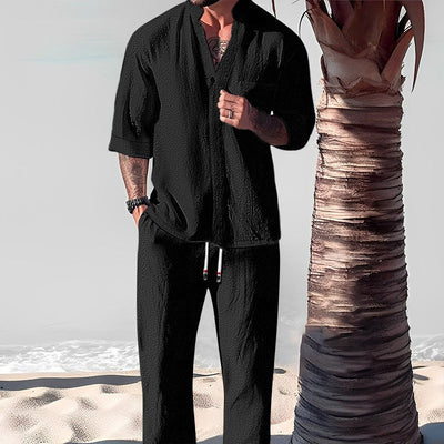 Victor™ Men's Two-Piece Cotton Set: Top and Pants