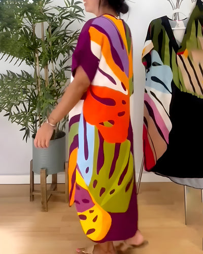 Nerissa™ - Casual dress with colorful foliage print for a fresh and natural look