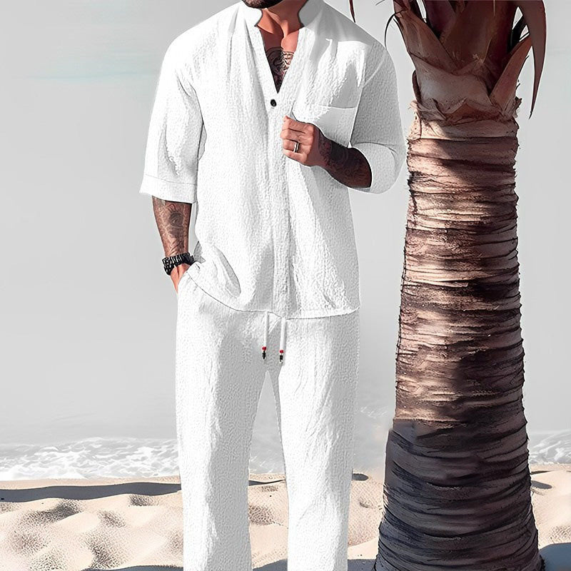 Victor™ Men's Two-Piece Cotton Set: Top and Pants