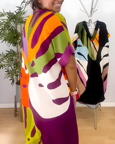Nerissa™ - Casual dress with colorful foliage print for a fresh and natural look