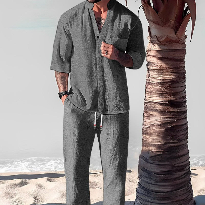 Victor™ Men's Two-Piece Cotton Set: Top and Pants