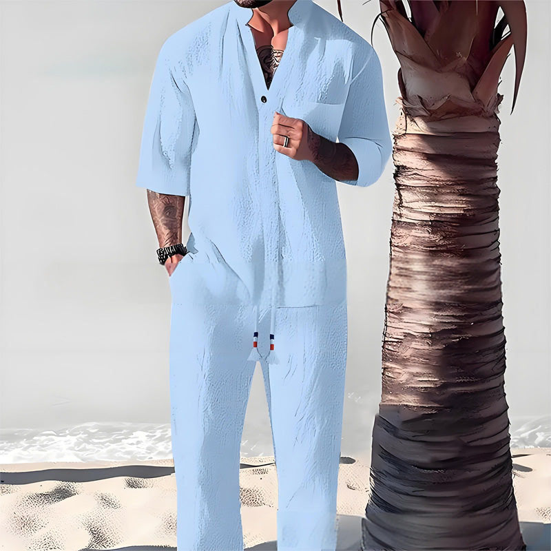 Victor™ Men's Two-Piece Cotton Set: Top and Pants
