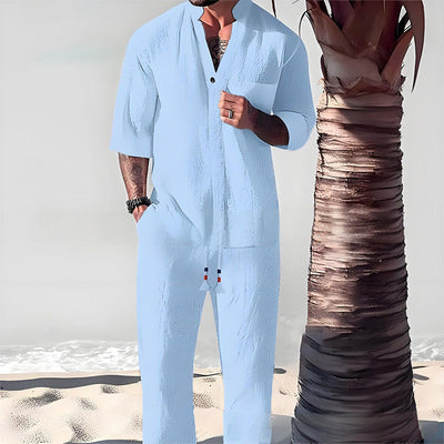 Victor™ Men's Two-Piece Cotton Set: Top and Pants
