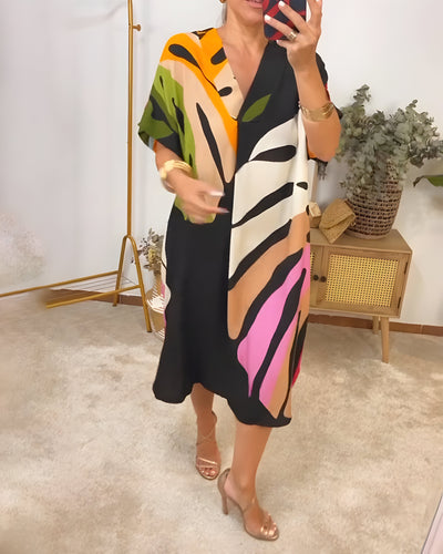 Nerissa™ - Casual dress with colorful foliage print for a fresh and natural look