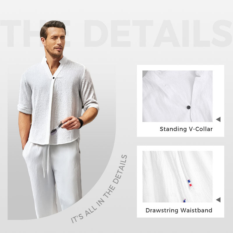 Victor™ Men's Two-Piece Cotton Set: Top and Pants