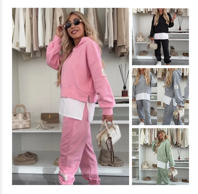 Philippine™ - Patchwork Hooded Sweatshirt Set