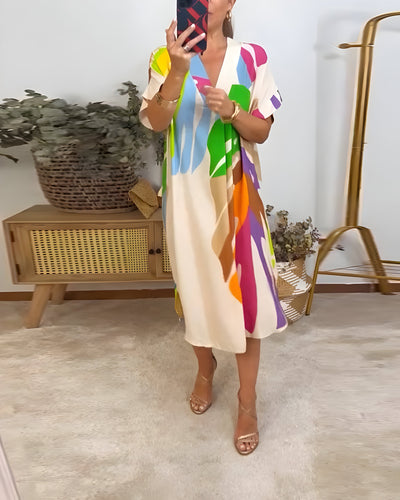 Nerissa™ - Casual dress with colorful foliage print for a fresh and natural look