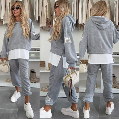 Philippine™ - Patchwork Hooded Sweatshirt Set