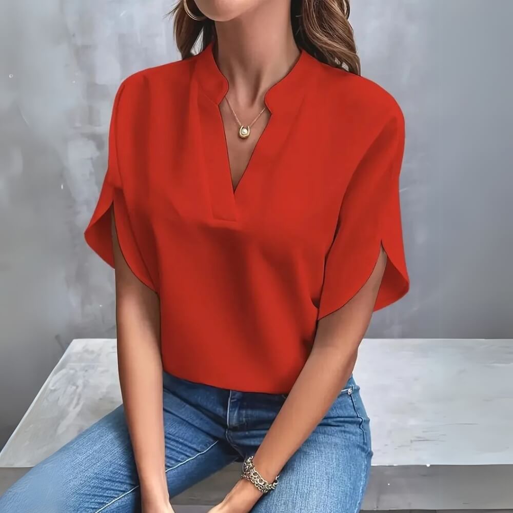 Sarah™ - Myk Og Stilren Bluse Med V-hals