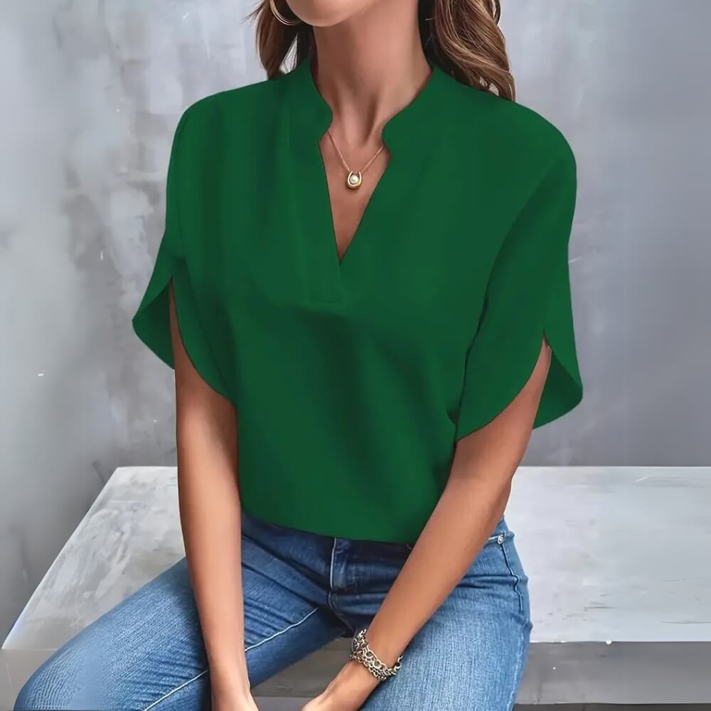 Sarah™ - Myk Og Stilren Bluse Med V-hals