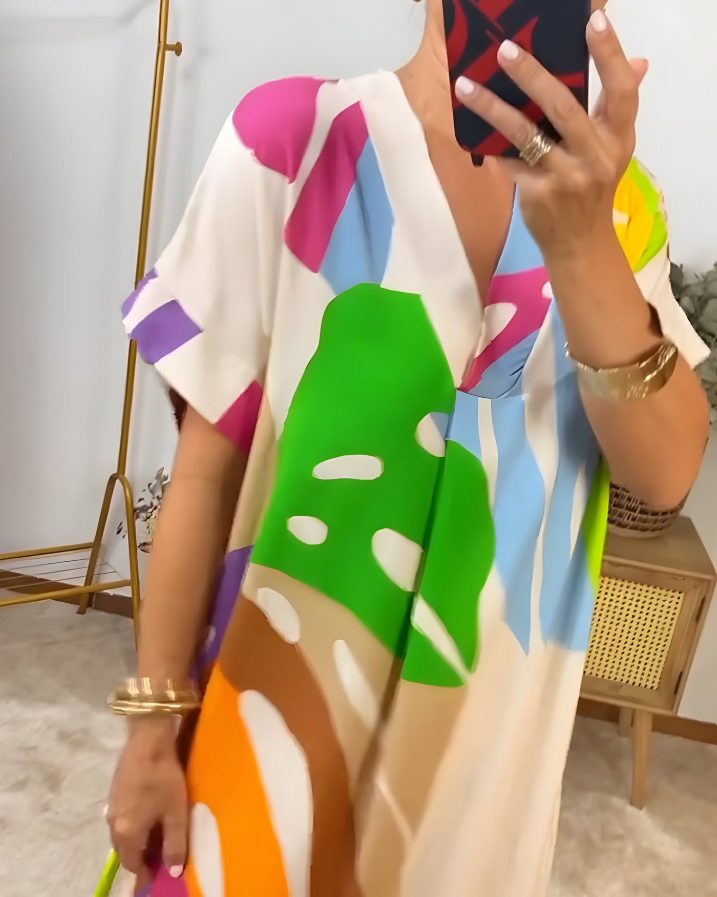 Nerissa™ - Casual dress with colorful foliage print for a fresh and natural look