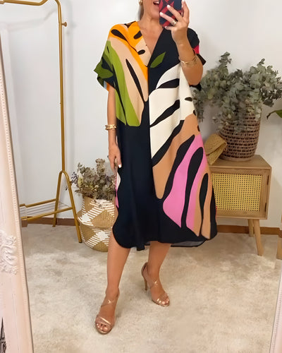 Nerissa™ - Casual dress with colorful foliage print for a fresh and natural look