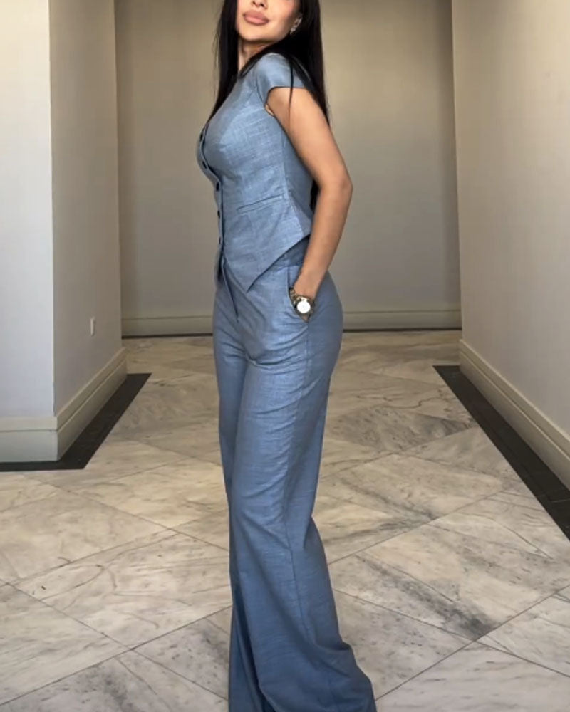 Isolia™ - V-neck top and pants set