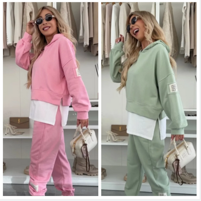 Philippine™ - Patchwork Hooded Sweatshirt Set