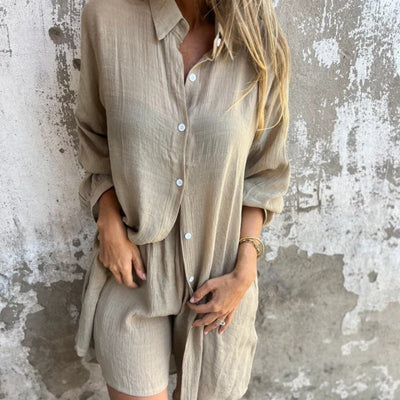 Alora™ - Women's Long Sleeve Shirt and Shorts Set