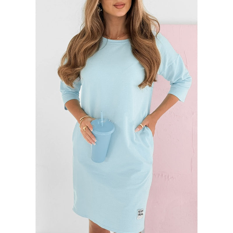 Lieka™ - Round Neck 3/4 Sleeve Dress with Pockets