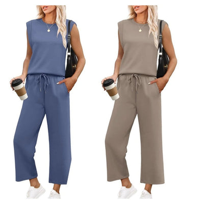 Isa™ - Women's Casual Sleeveless Top with Wide Leg Pants