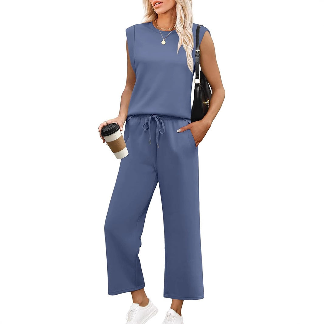 Isa™ - Women's Casual Sleeveless Top with Wide Leg Pants