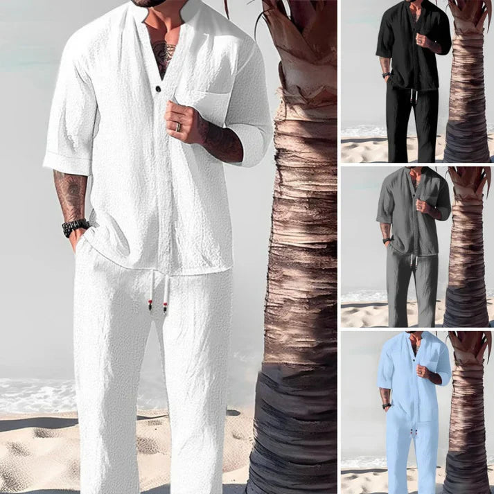 Victor™ Men's Two-Piece Cotton Set: Top and Pants