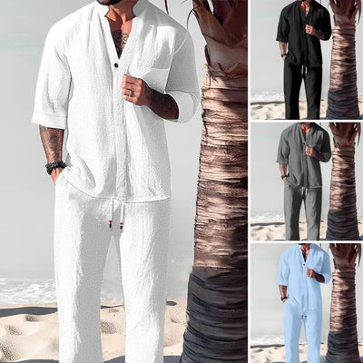 Victor™ Men's Two-Piece Cotton Set: Top and Pants